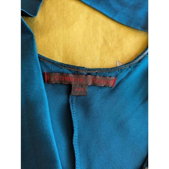 A Common Thread Women’s Small Silk Charmeuse Elegant MIDI Tiered Gown Dress - Picture 4 of 8